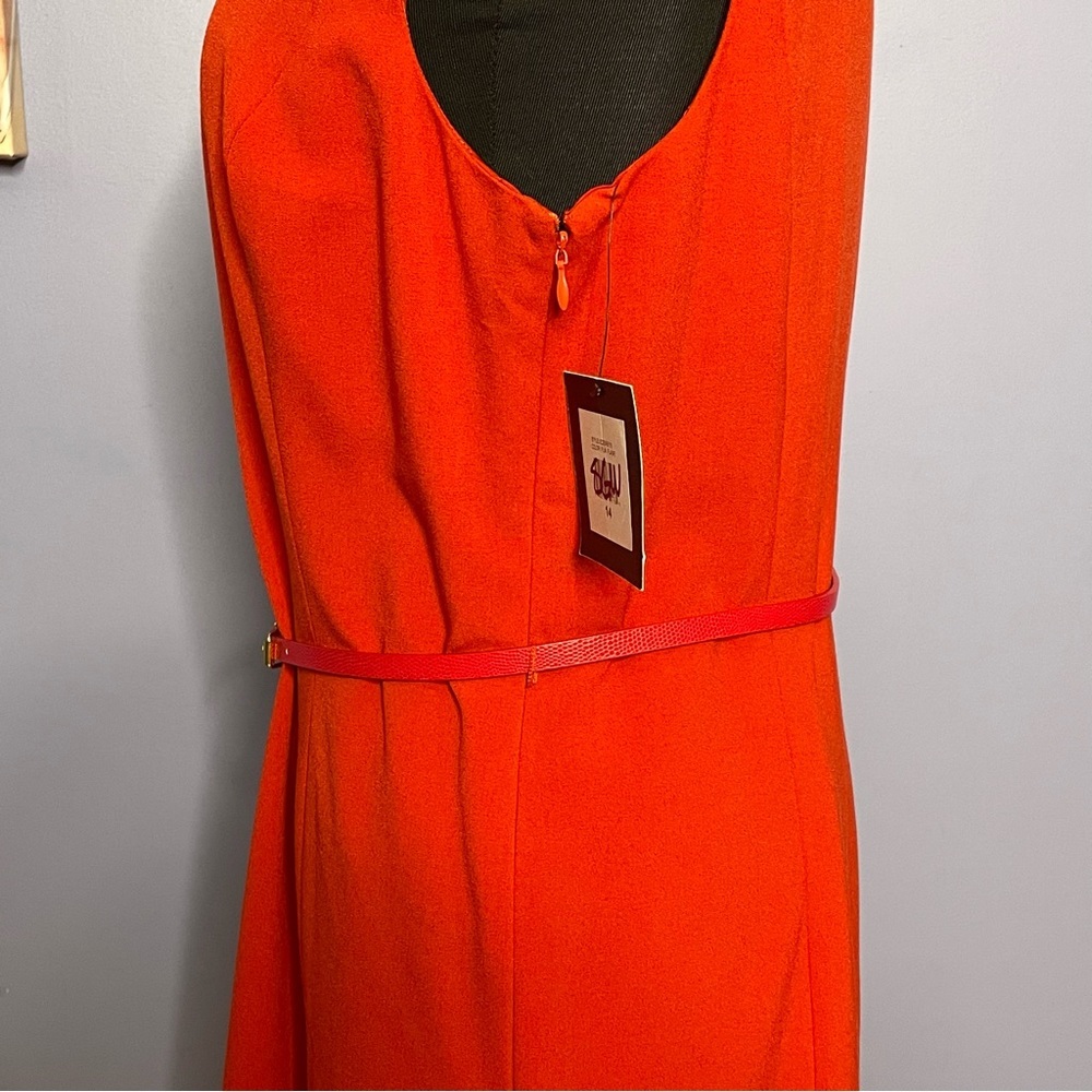 Ellen Tracy Red Sleeveless w/ Belt Women’s Dress Size 14 - Picture 10 of 11